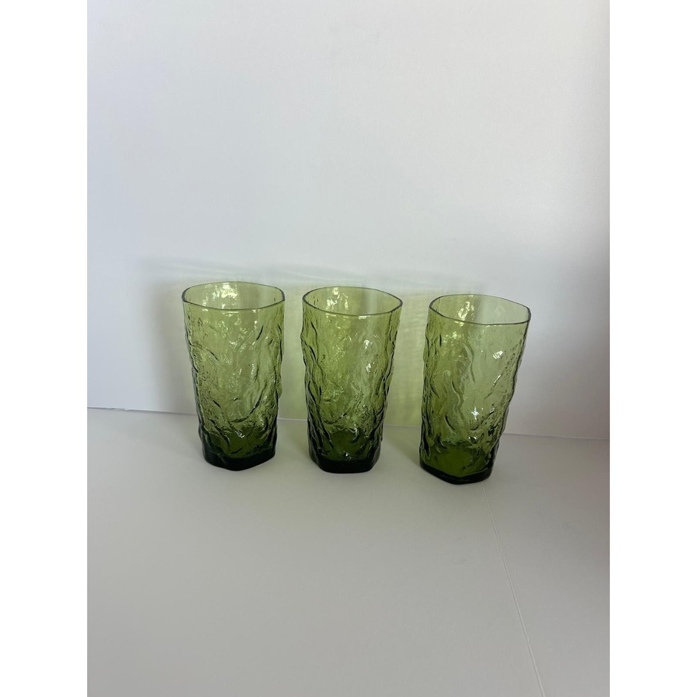 Anchor Hocking Set Of 3 Lido Milano Vintage Juice/ Water Glasses Avocado Green